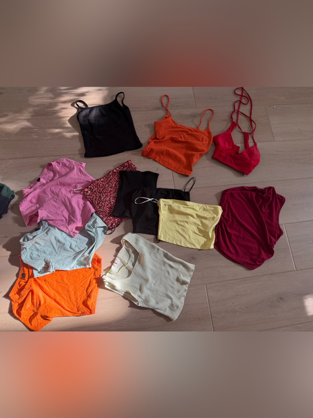 Multi-Color Women's Crop Tops Bundle - Pink, Red, Orange, Yellow, Black, Cream